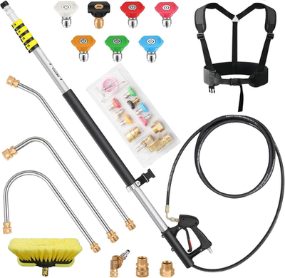 #ad 24 FT Telescoping Pressure Washer Wand Extension Aluminum Power Washer Extensio $121.43