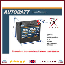 Battery fits HONDA CR-V 2.0 2.4 1995 on 048 340A 45Ah 4Yr Warranty 235x128x225