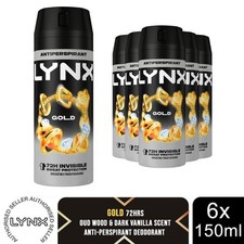 Lynx Gold 72 HRS Anti Sweat Anti-Perspirant Body Spray for Men, 6x150ml