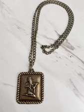 Vintage Egyptian Revival Hieroglyphic Pendant Pharaoh 80s statement necklace