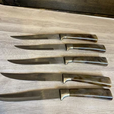 Vtg 5 Forever Sharp Stainless Bakelite Steak Knives Sheffield Made In England