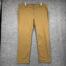 Orvis Pants Mens 40x32 Brown Khaki Chino Flat Front Tapered Stretch Casual