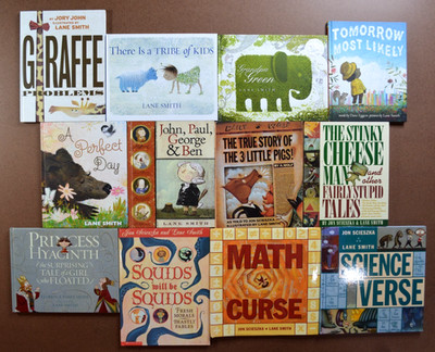 Lot of 12 Picture Books by Lane Smith Math Curse Science Verse 3 Pigs ALL HB L7