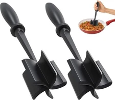 2 Pcs Meat Chopper, Ground Beef Chopper Tool, 11in Black Potato Masher