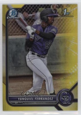 2022 Bowman Chrome Prospects Yellow Refractor 64/75 Yanquiel Fernandez 0fz3