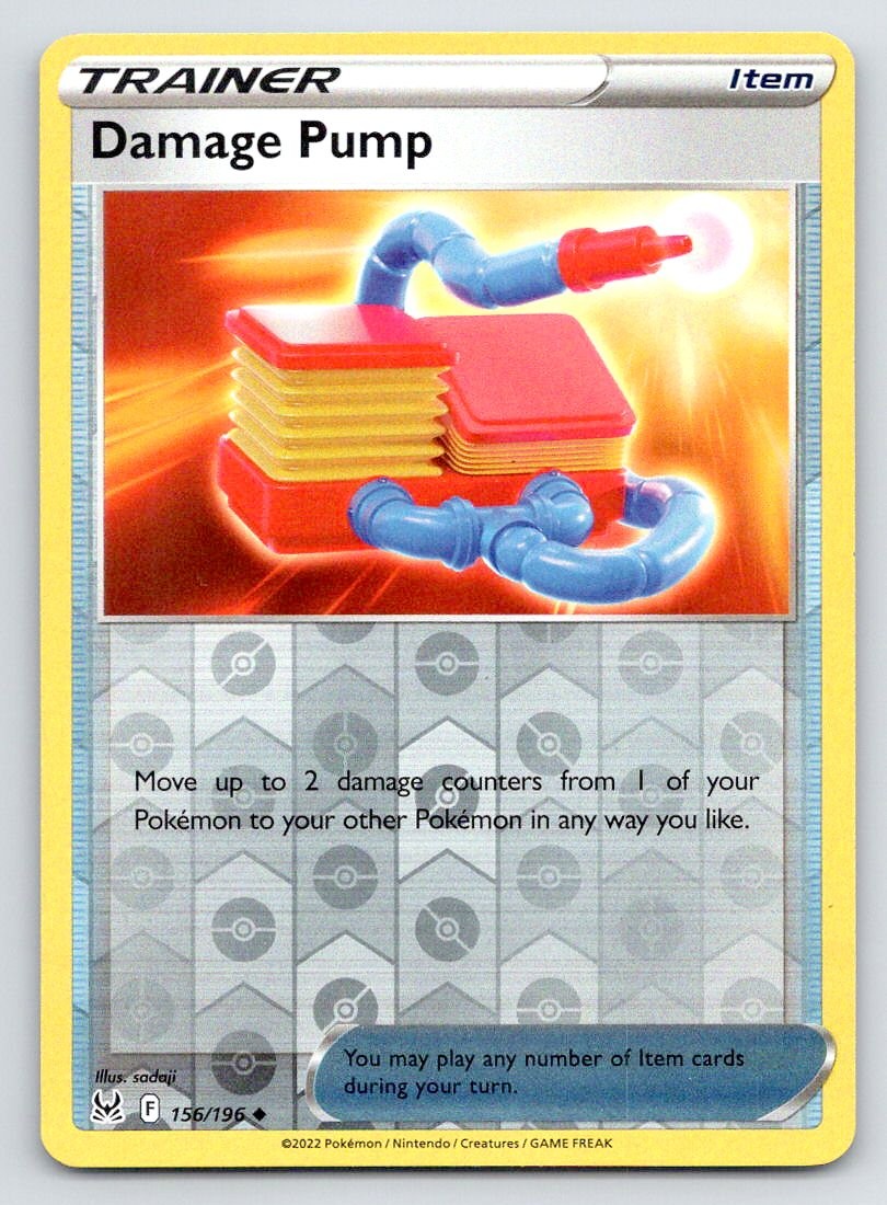 Pokemon Damage Pump Lost Origin LOR REVERSE HOLO UC 156/196 NM