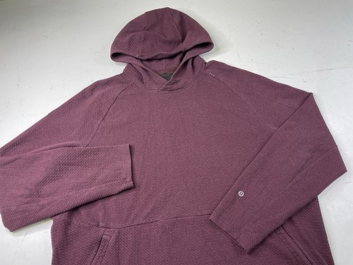 Lululemon At Ease Hoodie Herren XXL Rosa Pullover Struktur Doppelstrick Baumwolle