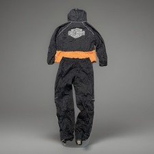 Harley Davidson Mens Size L Rain Gear 2 pc Suit Jacket Pants Black Orange Hi-Vis