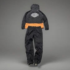 Harley Davidson Mens Size L Rain Gear 2 pc Suit Jacket Pants Black Orange Hi-Vis