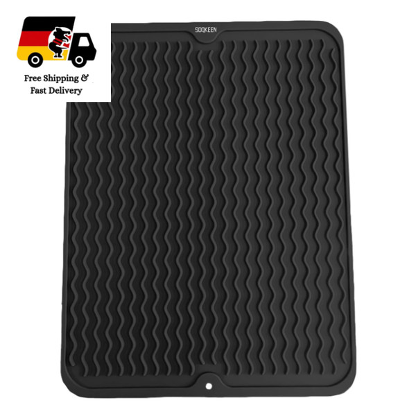 Silikon Abtropfmatte 40X50Cm Schwarz Rutschfest HitzebestäNdig-image