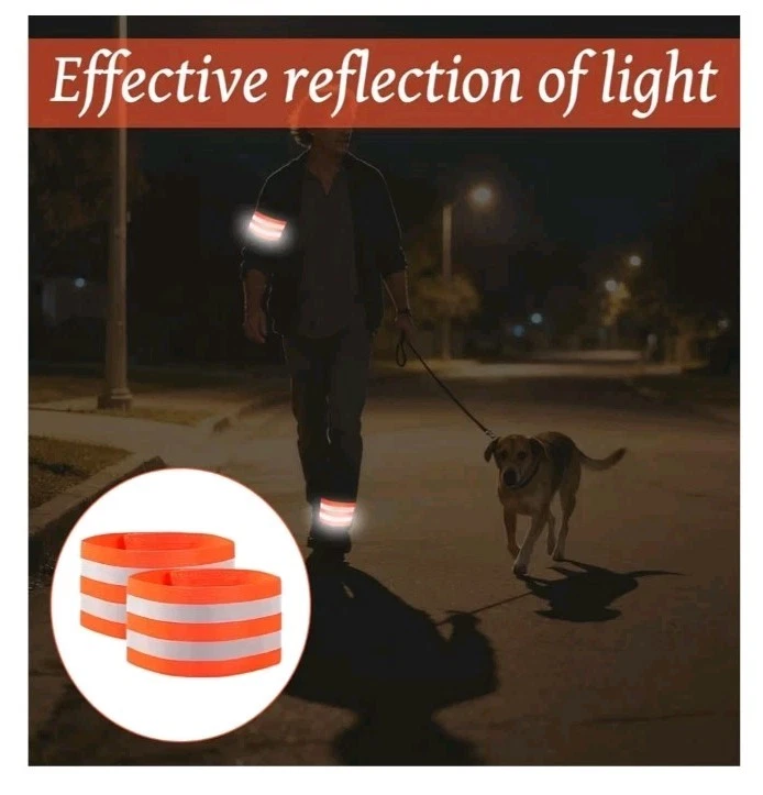 6X High Visibility Reflective Armbands Running Safety Bicycle Strip Wrist Band  - Image 4 of 4