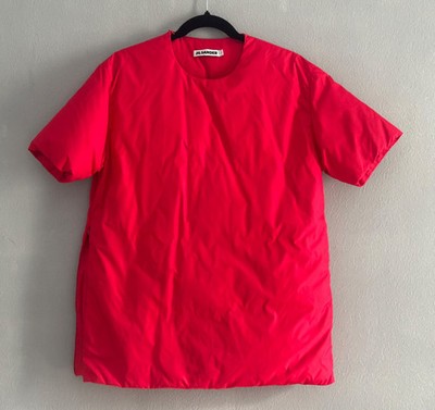 jil sander down padded t shirt top  red IT 36  FW11  2011 rare 