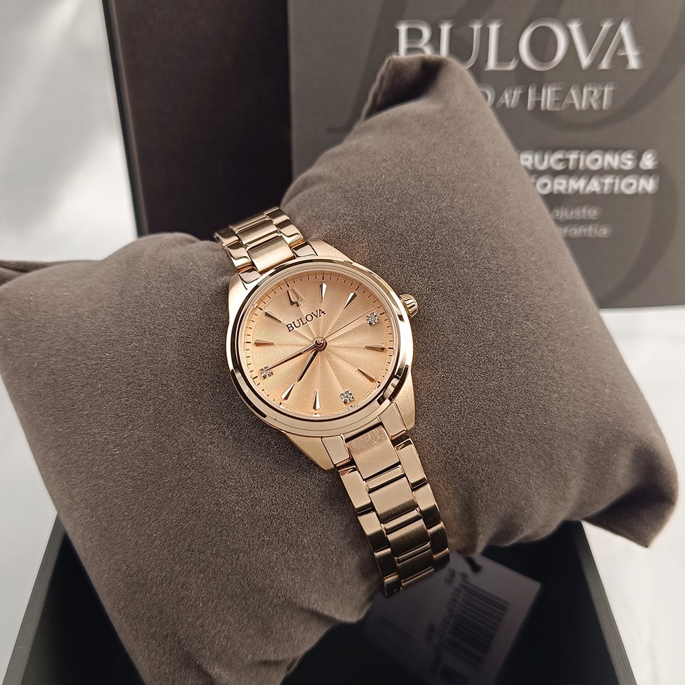 【BULOVA】ブローバ/レディース腕時計/お洒落/ローズゴールド色/女性用 送料無料】正規品 BULOVA ブローバ 海外限定キラキラ 時計 レディース