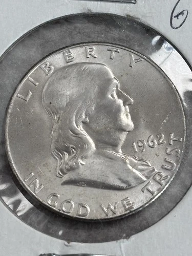 1962 D Uncirculated 90% Silver Franklin Half Dollar -Nice Luster & Eye Appeal