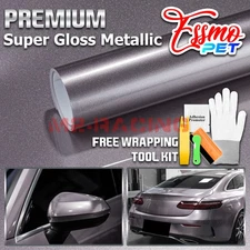 ESSMO PET Super Gloss Metallic Battle Gray Vehicle Vinyl Wrap Decal Like Paint