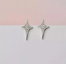 1 Ct Round Cut Simulated Diamond Women's Star Stud Earring 14K White Gold Plated