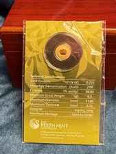 2015 Australia Mini Koala $2 0.5 Gram .9999 Pure Gold Coin in Card