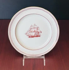Spode England Trade Winds Red Ship Salad Plate 8" Gold Trim Vintage