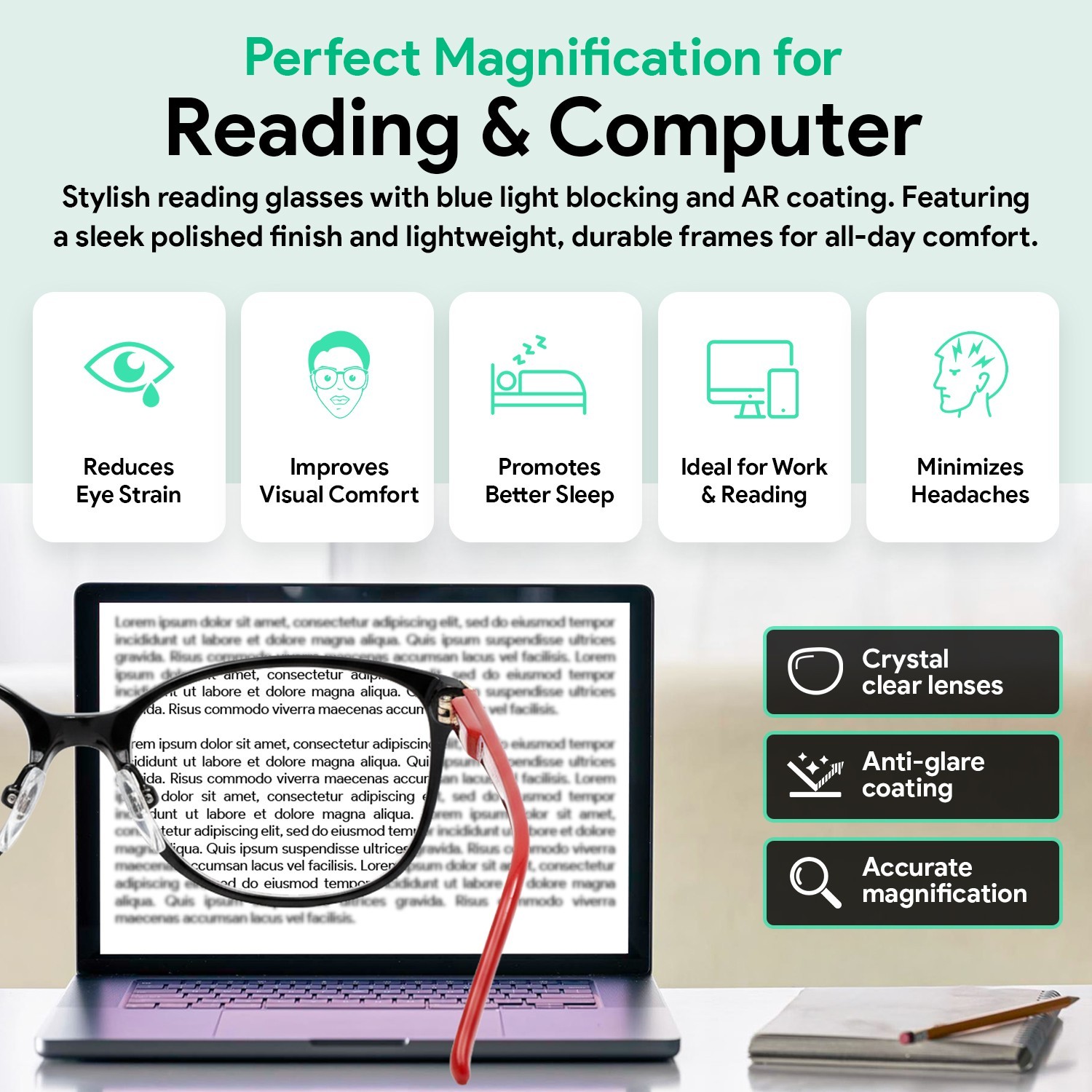 OPTIPAK déCORUM Readers Blue Light Blocking Computer Glasses for Men & Women