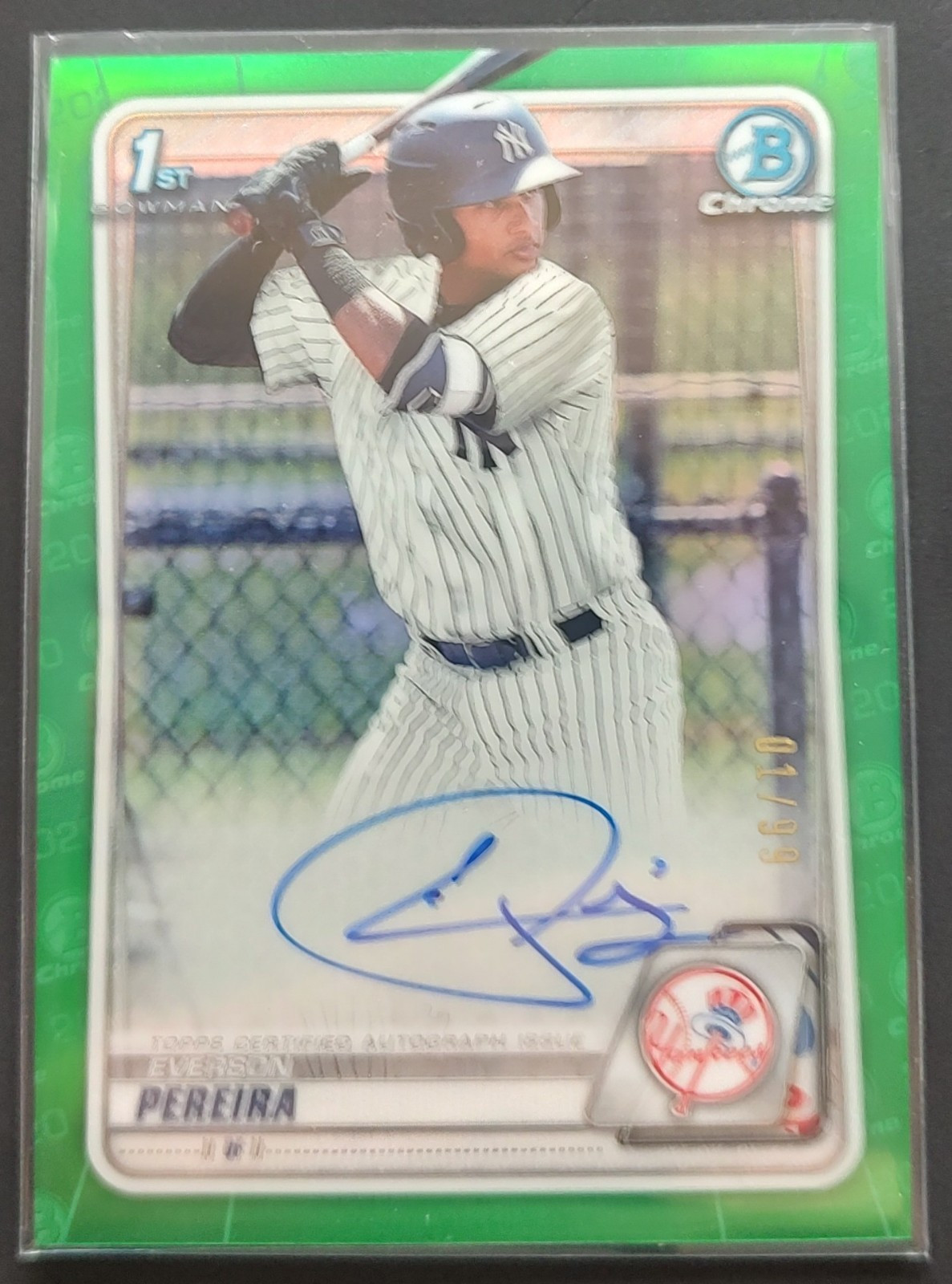 2020 Bowman Chrome Prospects Auto Green Refractor #CPA-EP Everson Pereira 1/99