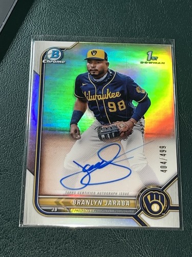 2022 Bowman Chrome Branlyn Jaraba REFRACTOR /499 AUTOGRAPH - Picture 7 of 10