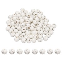 100 Stk. 8Mm Runde Keramikperlen, Beige Gesprenkelt Weiß FüR Diy