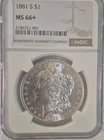 1881 Morgan Dollar San Francisco NGC MS66+ Silver $1 Coin