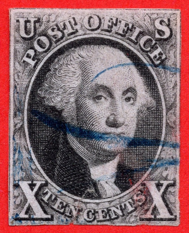 [st7004] USA 1847 Scott#2 used 10¢ Black Washington Several faults-Space filler