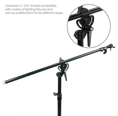Soporte de luz de brazo de pluma de estudio fotográfico de 5 pies, ajustable, giratorio, base de trípode - Imagen 2 de 6
