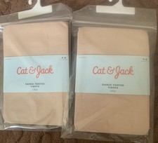 2 Pairs Cat  Jack Beige Dance Footed Tights - Size 4 - 6