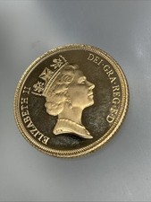 ELIZABETH II GREAT BRITAIN 1985 Proof Yellow Gold 22K HALF SOVEREIGN COIN 7.96gr