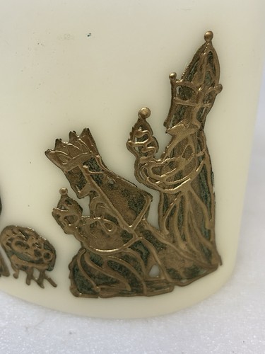Vintage Candle Holder - Three Wise Men Nativity Scene - Gold Metal Relief MCM - Picture 4 of 7