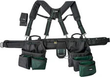 28-Pocket Pro Framer's Combo Apron Tool Belt and Heavy Duty Padded Suspenders wi