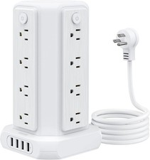 Flat Plug Power Strip Tower Surge Protector 16 Outlets 4 Usba 5ft Extension Cord Flat Plug Power Strip Tower Surge Protector 16 Outlets 4 Usba 5ft Extension Cord
