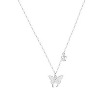 2PC Sparkly Silver Double Butterfly Necklace Jewelry for Daily/Casual Outfits