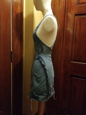 h&m coachella denim dress Ladies - Dark Denim Blue Embellished Denim Dress - Size: XXS