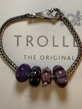 Trollbeads Purple / Lavender Glass Bracelet- In Perfect Condition- New