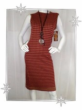 C - Robe Chasuble Fantaisie Vintage Marron Bordeaux Pied de Poule Wooxoom T 1 