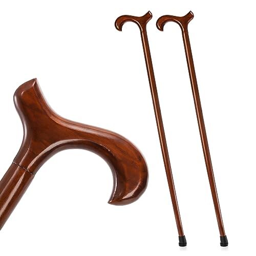 2 Pack Wooden Walking Canes for Men and Women, 36 Inch Natural Wood