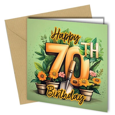 #1612 Happy 70th Birthday Karte / Gartenarbeit / Oma, Freundin, Mama, Papa