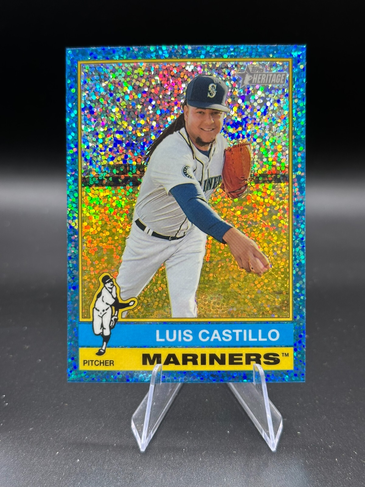 2025 Topps Heritage Chrome Light Blue Sparkle #173 Luis Castillo, Seattle Marine
