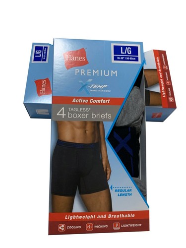 Hanes® Premium® Men's X-temp Boxer Briefs 4pk “Active Comfort & Cooling” - Picture 2 of 9