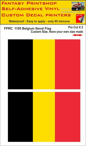 Twin Packs Vinyl Sticker Decals Belgium Civil Ensign Flag 75 - 200mm FPRC1105 - Picture 7 of 7