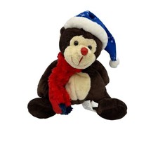 Walmart 10" Monkey Plush Stuffed Animal Toy Blue Snowflake Snowflake Red Scarf