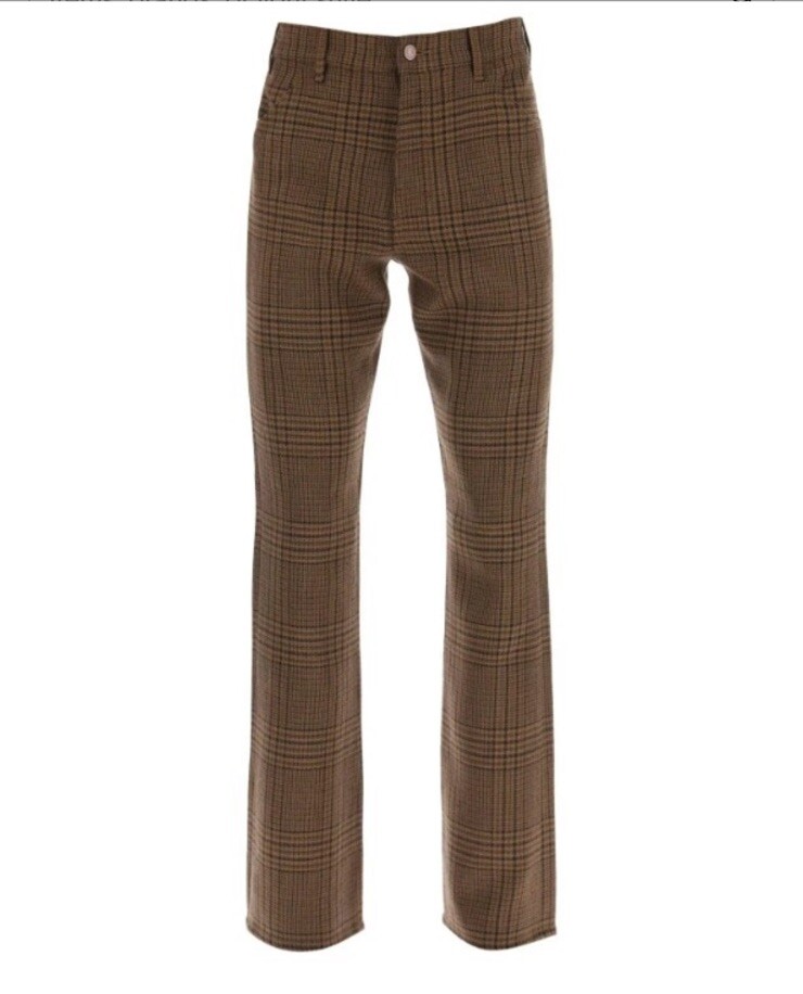 パンツ CELINE Zipper Wool Flare Pants Céline black flare wool pants with gold embroidery detail