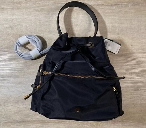 NWT RALPH LAUREN Ralph Womens Bag Black One Size Nylon Debby Drawstring - 第 1/10 張圖片