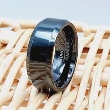 Black High Polished Tungsten Wedding Band, Mans and Womans Engagement Ring
