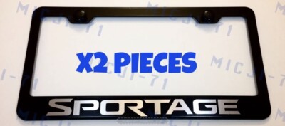X2 Sportage Stainless Steel Black License Plate Frame Rust Free W/ Caps