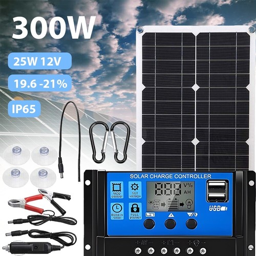 300W Solarpanel 12V Solarmodul 30A Ladegerät USB Kit Für Wohnwagen Camping Boot - Bild 2 von 18