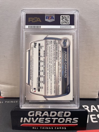 2023 Bowman Chrome Mega Box Junior Caminero Purple Refractor /250 PSA 10 Gem - Picture 2 of 2